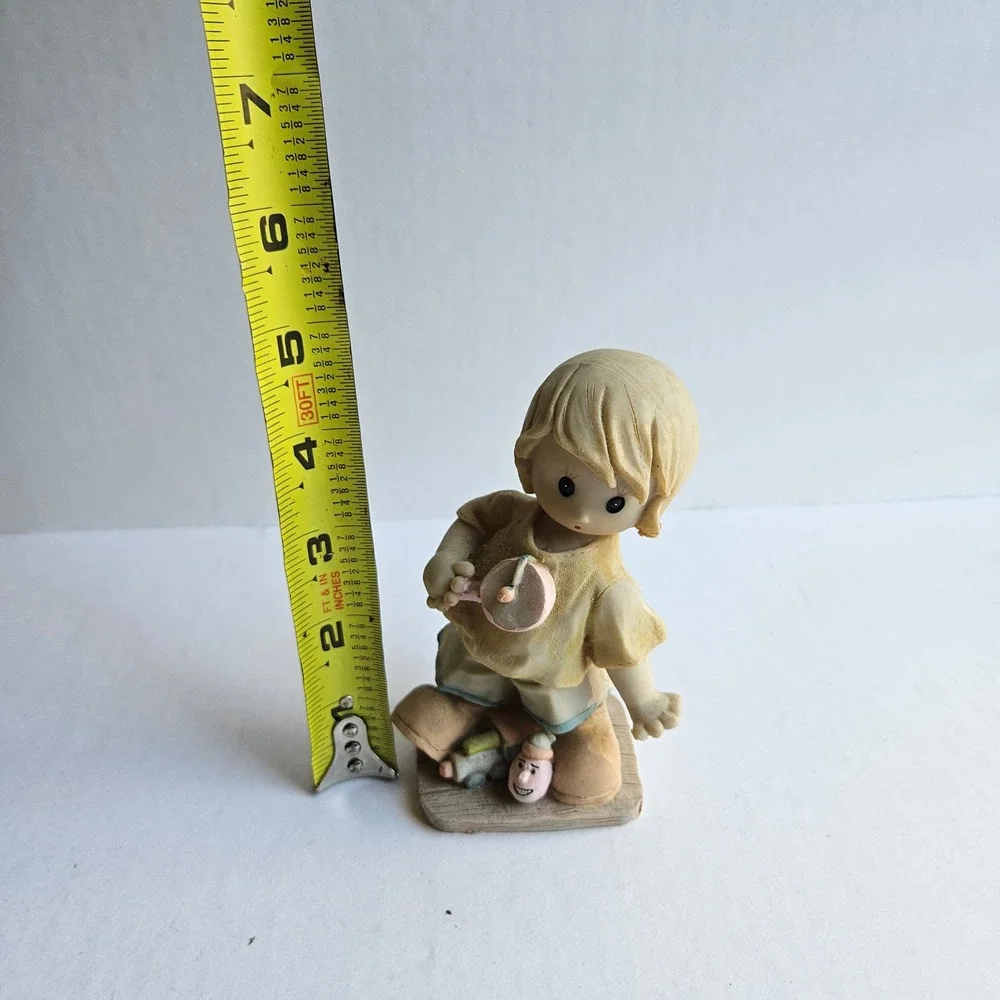 Vintage Style Boy Playing Paddle Ball Resin Figurine Collectible Home Decor